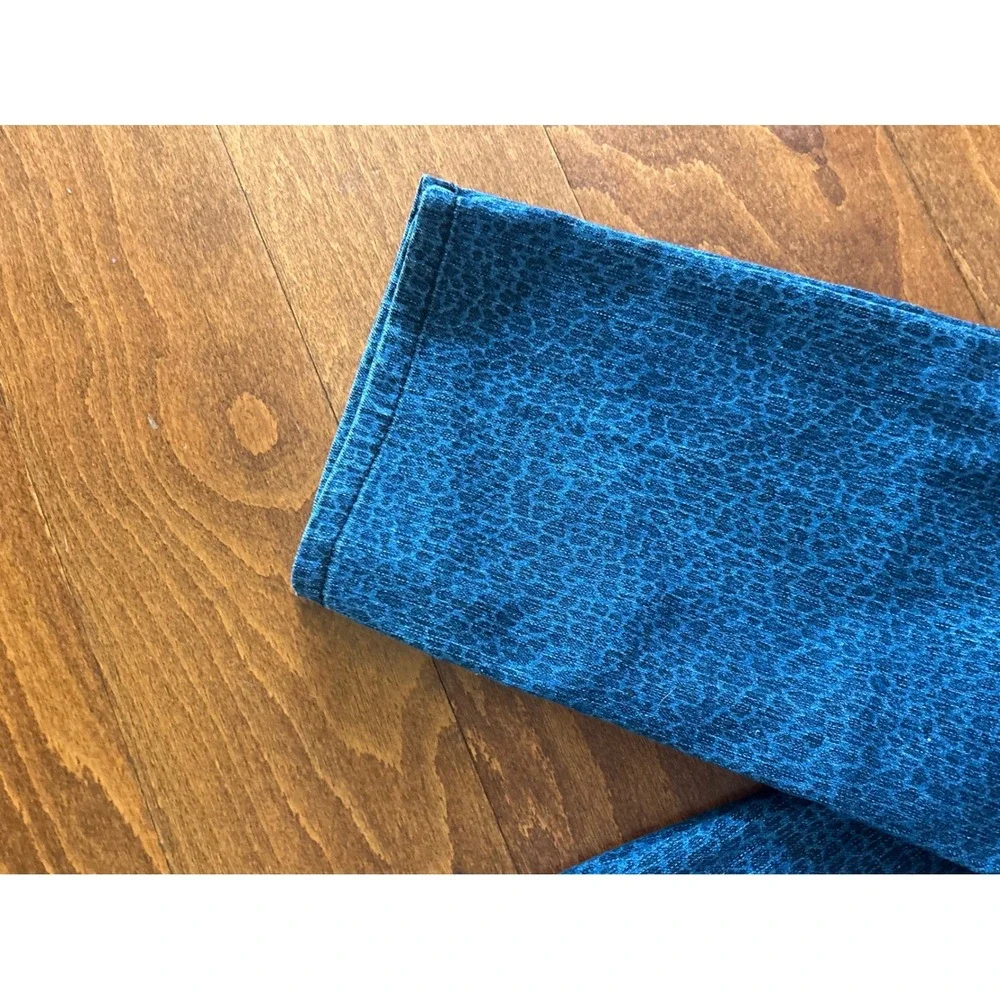NYDJ Women Blue Leopard‎ Print Straight Leg Jeans Lift Tuck Technology Size 10